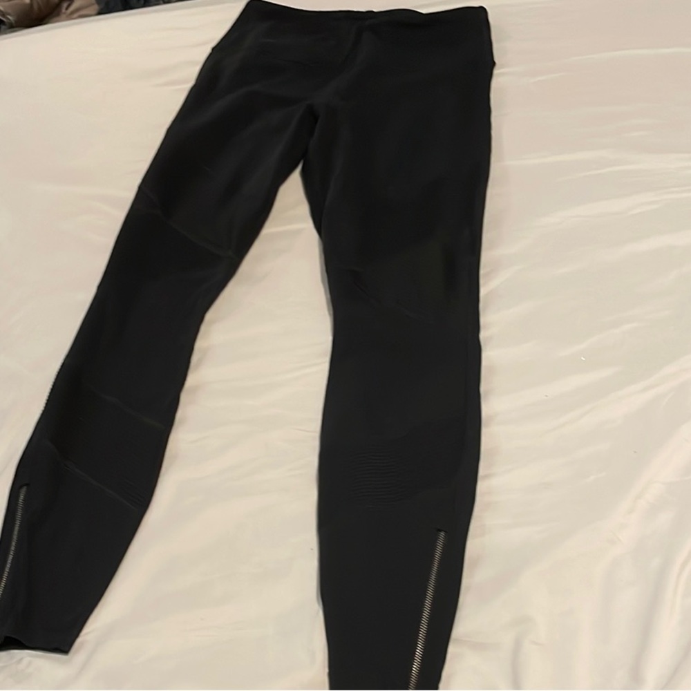 Athleta Black Leggings with Zipper Detail